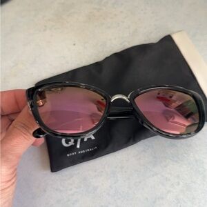 Quay Australia Black Frame Sunglasses with Pink Lenses